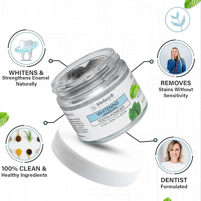 Medazy® Remineralizing & Whitening Tooth Powder–Cool Mint