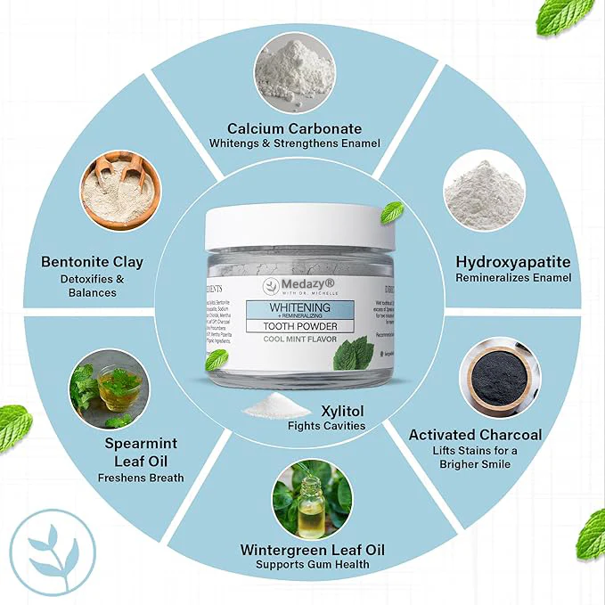 Medazy® Remineralizing & Whitening Tooth Powder–Cool Mint