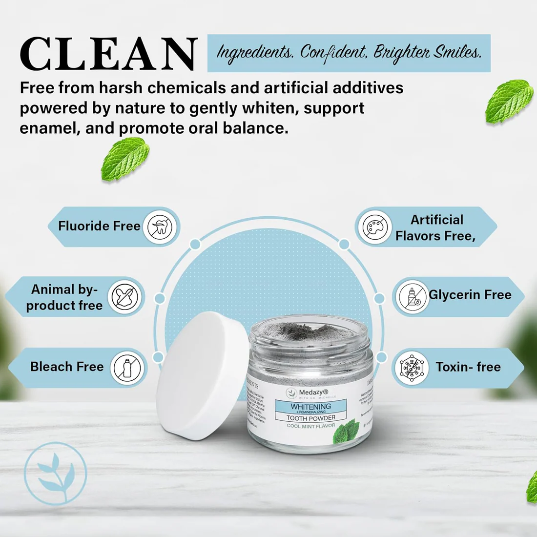 Medazy® Remineralizing & Whitening Tooth Powder–Cool Mint